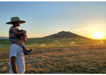 Father & Son enjoying sunset
